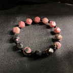 Fortune Jewel Natural Rhodonite Black Line Red Spot Stone Polygon Beads Healing Bracelet