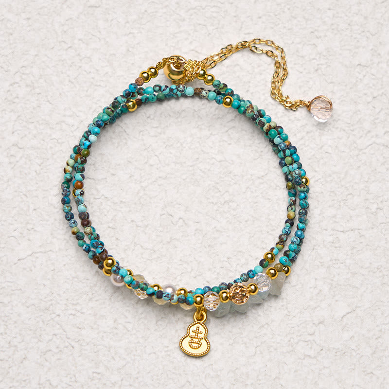 Fortune Jewel Turquoise Beaded Strength Triple Wrap Bracelet