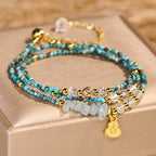 Fortune Jewel Turquoise Beaded Strength Triple Wrap Bracelet