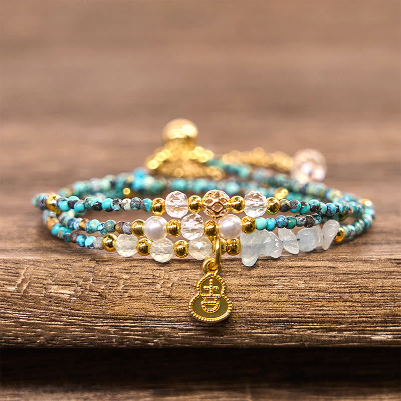 Fortune Jewel Turquoise Beaded Strength Triple Wrap Bracelet