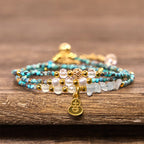 Fortune Jewel Turquoise Beaded Strength Triple Wrap Bracelet