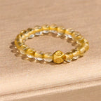 Fortune Jewel 3mm Golden Rutilated Quartz Beads Wealth Elastic String Ring