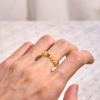 Fortune Jewel 3mm Golden Rutilated Quartz Beads Wealth Elastic String Ring