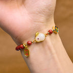 Fortune Jewel Cinnabar Cute Rabbit Bunny Fu Character Calm Bracelet