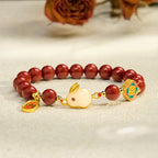 Fortune Jewel Cinnabar Cute Rabbit Bunny Fu Character Calm Bracelet