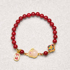 Fortune Jewel Cinnabar Cute Rabbit Bunny Fu Character Calm Bracelet