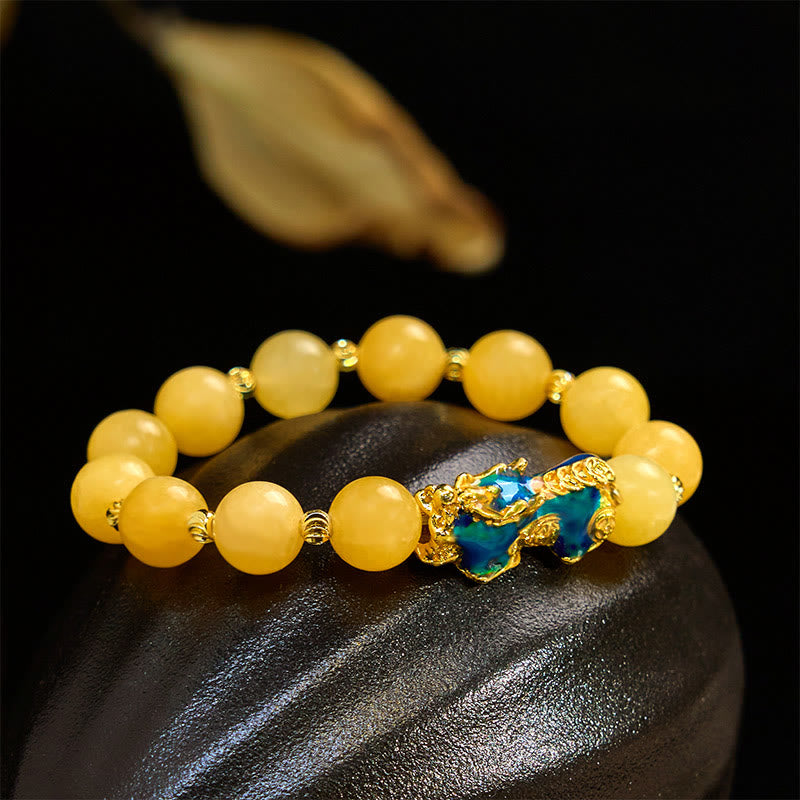 Fortune Jewel Natural Topaz Color Change PiXiu Wealth Bracelet