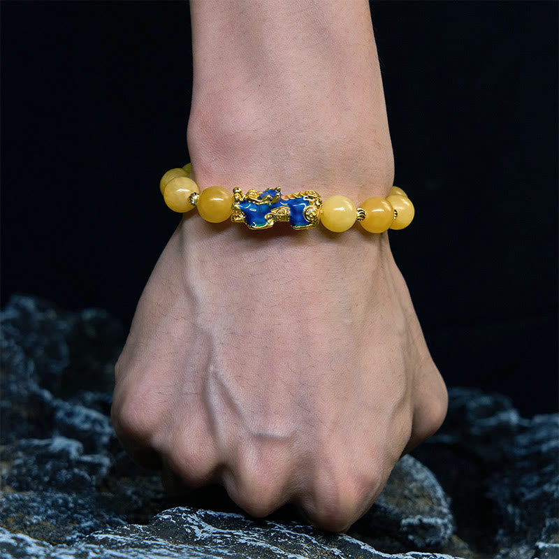 Fortune Jewel Natural Topaz Color Change PiXiu Wealth Bracelet