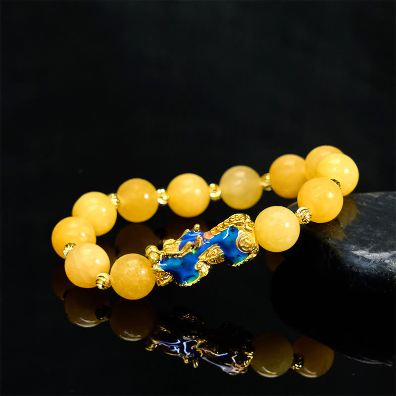 Fortune Jewel Natural Topaz Color Change PiXiu Wealth Bracelet