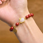 Fortune Jewel Cinnabar Rabbit Bunny Fu Character Blessing Bracelet