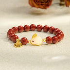 Fortune Jewel Cinnabar Rabbit Bunny Fu Character Blessing Bracelet