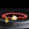Fortune Jewel Cinnabar Rabbit Bunny Fu Character Blessing Bracelet