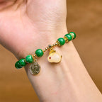 Fortune Jewel Green Calcite Lovely Rabbit Charm Clarity Bracelet