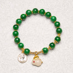 Fortune Jewel Green Calcite Lovely Rabbit Charm Clarity Bracelet