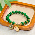 Fortune Jewel Green Calcite Lovely Rabbit Charm Clarity Bracelet