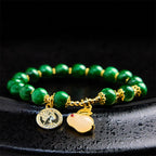 Fortune Jewel Green Calcite Lovely Rabbit Charm Clarity Bracelet