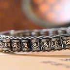 Fortune Jewel Tibetan Copper Buckle Om Mani Padme Hum Turntable Rotatable Peace Metal Bracelet