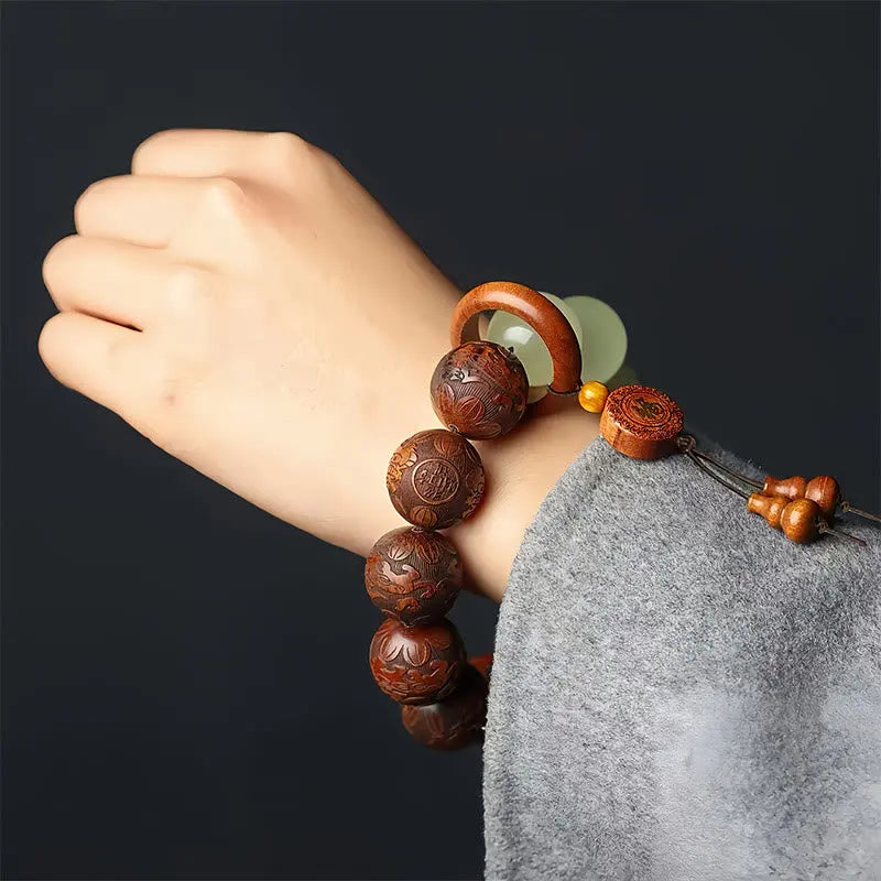 Fortune Jewel "Wishing You Wealth and Protection" Sappan Wood Bracelet Includes Gift Message Card Fortune Jewel