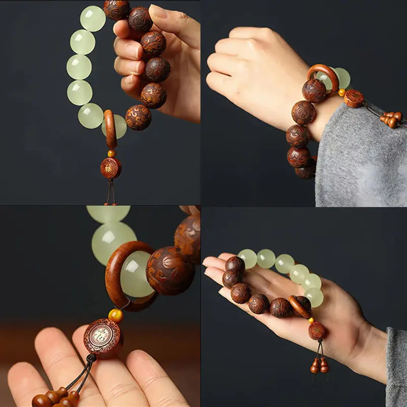 Fortune Jewel "Wishing You Wealth and Protection" Sappan Wood Bracelet Includes Gift Message Card Fortune Jewel
