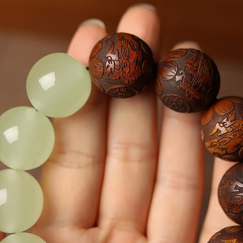 Fortune Jewel Sappan Wood Engraving Pixiu Fu Character Cure Bracelet