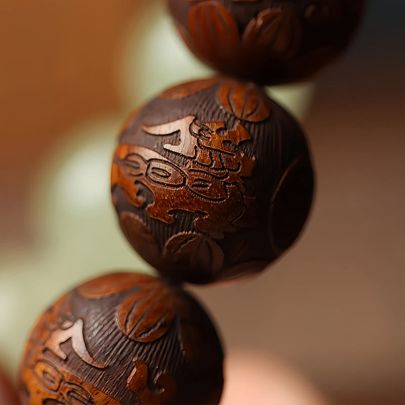 Fortune Jewel Sappan Wood Engraving Pixiu Fu Character Cure Bracelet