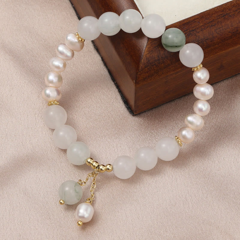 Fortune Jewel Tianshan Jade Pearl Abundance Bracelet