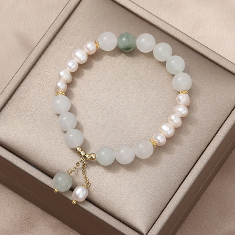 Fortune Jewel Tianshan Jade Pearl Abundance Bracelet
