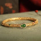 Fortune Jewel "Sending Health and Good Fortune" Cyan Jade Copper Bangle Includes Gift Message Card Fortune Jewel