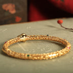 Fortune Jewel Cyan Jade Copper Plated Gold Auspicious Clouds Gourd Luck Bracelet Bangle