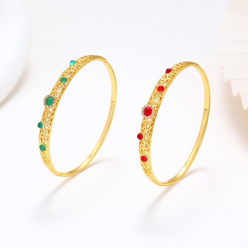 Fortune Jewel Vine Design Alloy Zircon Luck Bracelet Bangle
