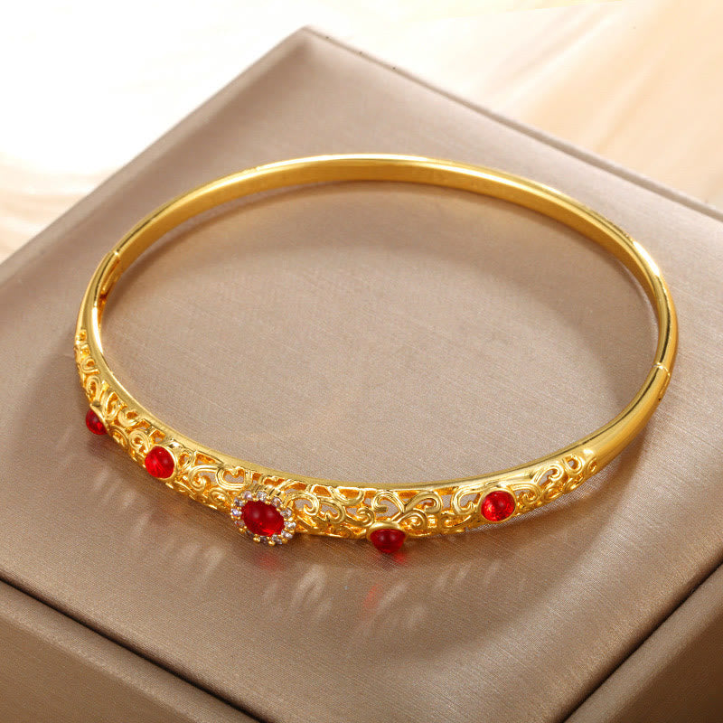 Fortune Jewel Vine Design Alloy Zircon Luck Bracelet Bangle
