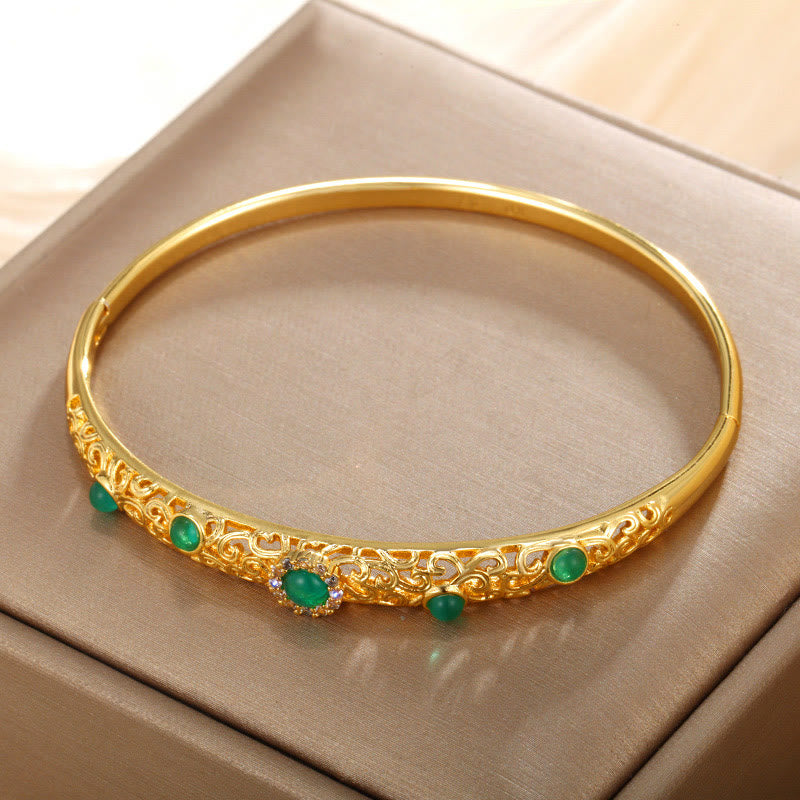 Fortune Jewel Vine Design Alloy Zircon Luck Bracelet Bangle