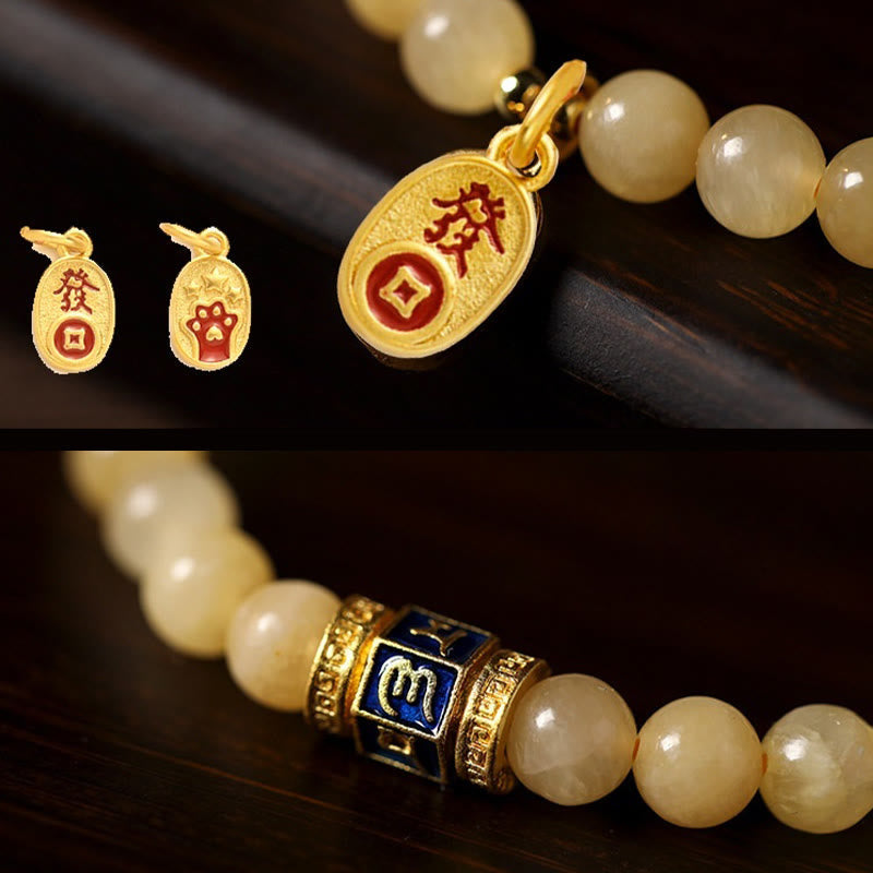 Fortune Jewel Topaz Beads Om Mani Padme Hum Fortune Bracelet