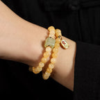 Fortune Jewel Topaz Beads Jade Cube Double Circle Wealth Bracelet