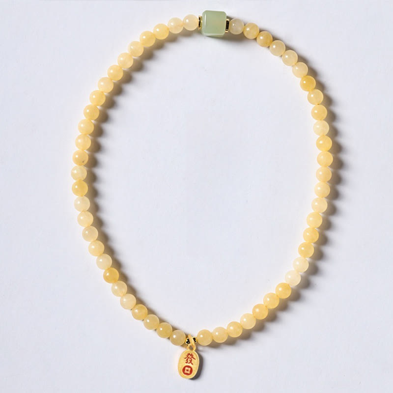 Fortune Jewel Topaz Beads Jade Cube Double Circle Wealth Bracelet