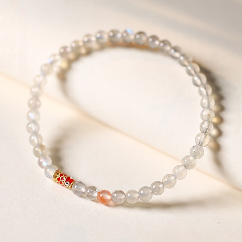 Fortune Jewel Ultra-Thin Moonstone Koi Fish Healing Bracelet