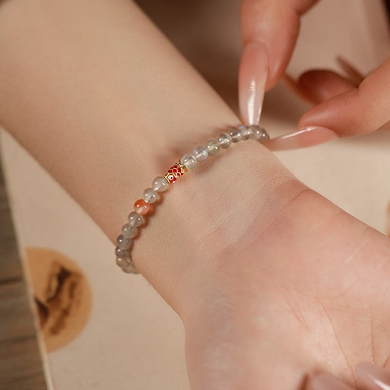Fortune Jewel Ultra-Thin Moonstone Koi Fish Healing Bracelet