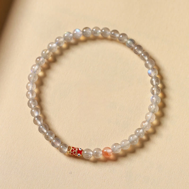 Fortune Jewel Ultra-Thin Moonstone Koi Fish Healing Bracelet