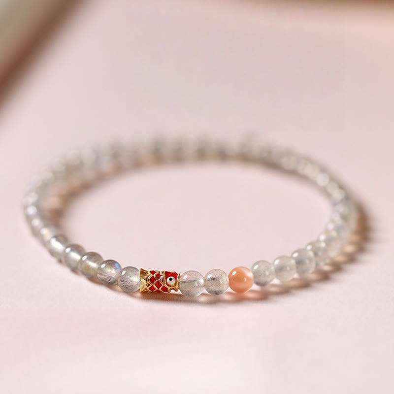Fortune Jewel Ultra-Thin Moonstone Koi Fish Healing Bracelet