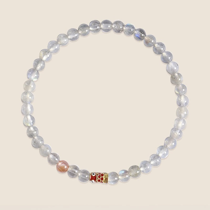 Fortune Jewel Ultra-Thin Moonstone Koi Fish Healing Bracelet