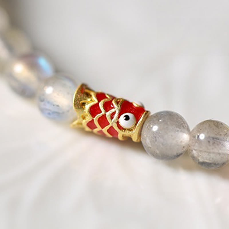 Fortune Jewel Ultra-Thin Moonstone Koi Fish Healing Bracelet