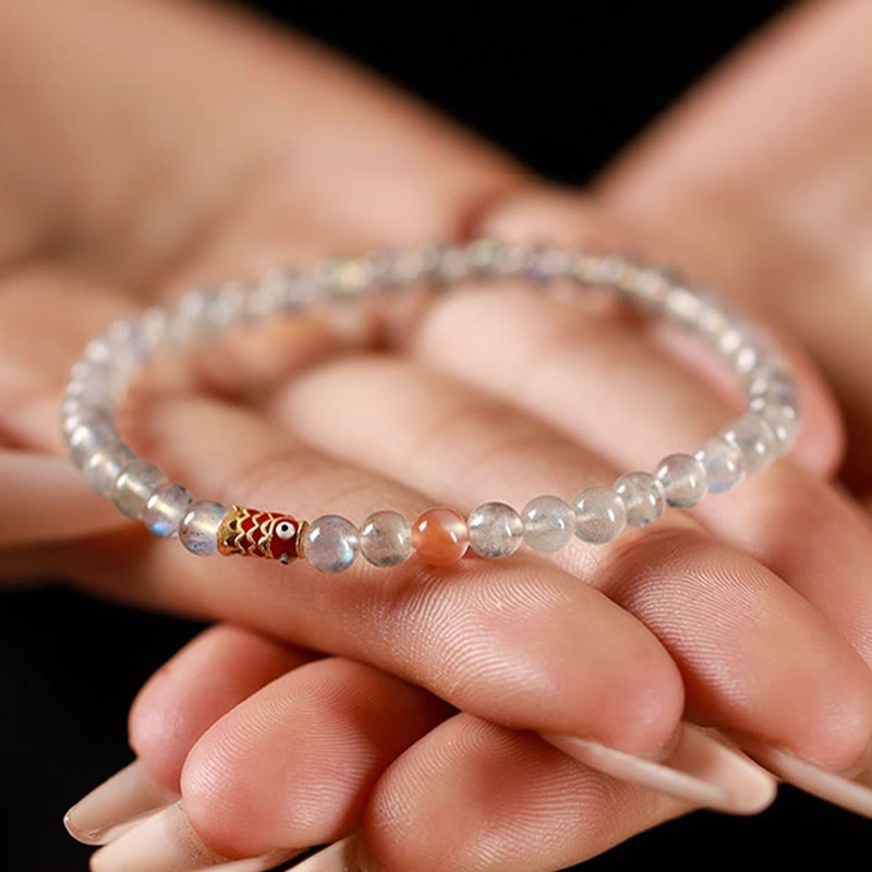 Fortune Jewel Ultra-Thin Moonstone Koi Fish Healing Bracelet