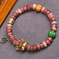Fortune Jewel Natural Tibetan Camel Bone Purple Blood Beads Pug Luck Bracelet