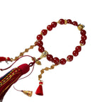 Fortune Jewel 18 Beads Copper Coins Tibet Tassel Red Agate Calm Wrist Mala