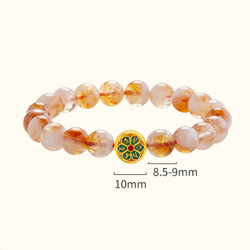 Fortune Jewel 999 Sterling Silver Om Mani Padme Hum Citrine Protection Bracelet