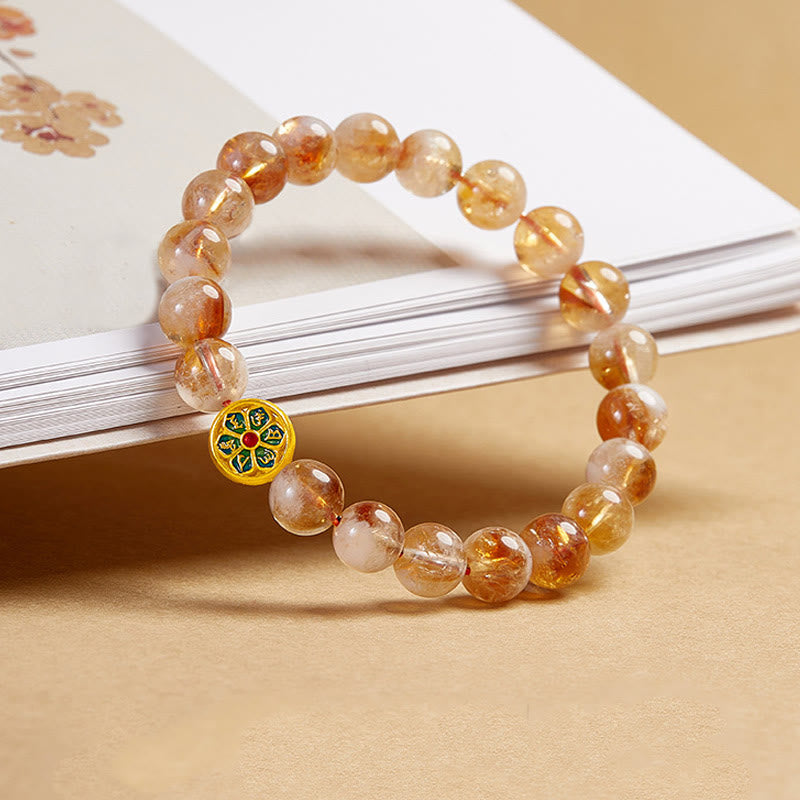Fortune Jewel 999 Sterling Silver Om Mani Padme Hum Citrine Protection Bracelet
