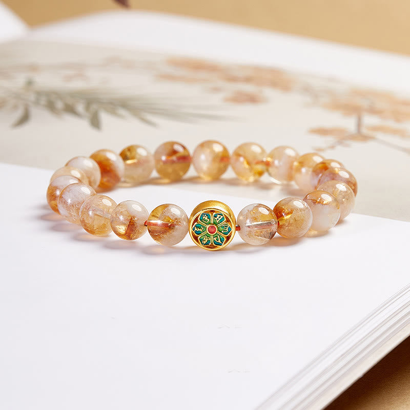 Fortune Jewel 999 Sterling Silver Om Mani Padme Hum Citrine Protection Bracelet