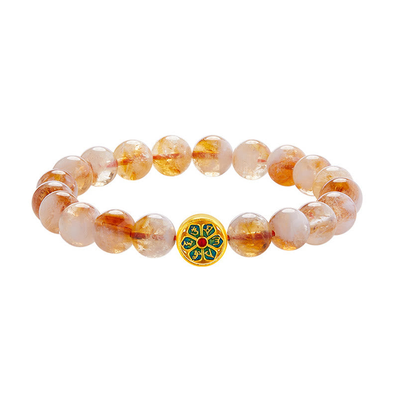 Fortune Jewel 999 Sterling Silver Om Mani Padme Hum Citrine Protection Bracelet