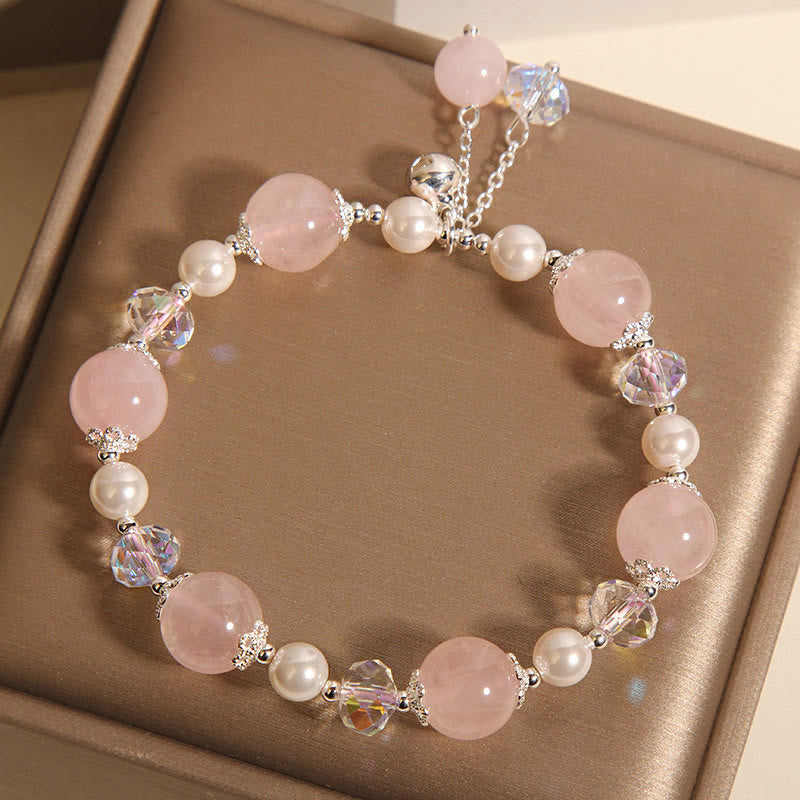 Fortune Jewel Natural Pink Crystal Pearl Self-acceptance Bracelet