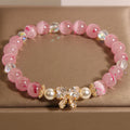 Fortune Jewel Cherry Blossom Pink Cat's Eye Pearl Bow-knot Rosette Support Bracelet